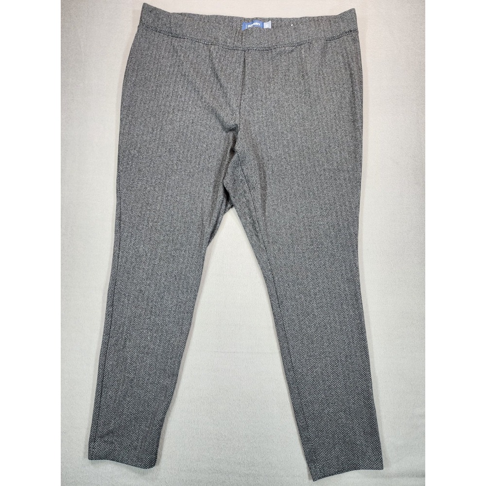 Old Navy Stevie Pants Size XXL Herringbone Chevron Pull On Black Grey Stretch